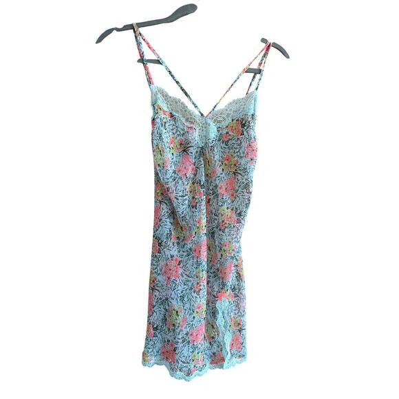 Y2K Victoria’s Secret Floral Mesh Slip Nightgown Lace Trim Medium M - Picture 1 of 7